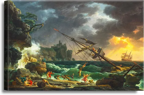 Vista 54 de A&T ARTWORK A Brisk Breeze por Willem van de velde Reproducciones de pintura de velero, impresiones en lienzo giclée para decoración del hogar, 20 x