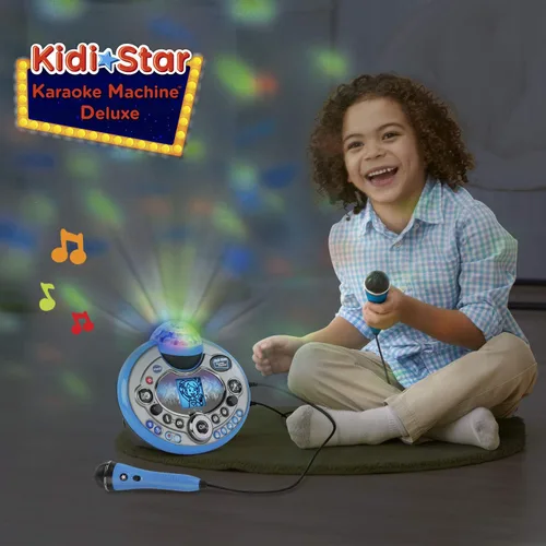 Vista 12 de VTech Kidi Star - Máquina de karaoke de lujo, 2 micrófonos con adaptador de CA, color rosa Azul