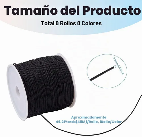 Vista 3 de Cheriswelry 8 rollos de 49 yardas/rollo de 0.031 in de hilo de nailon para macramé, cordón de nudo chino para pulsera tejida personalizada