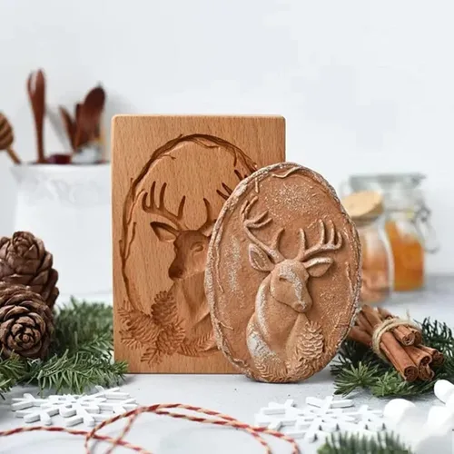 Vista 28 de Molde de Galletas de Madera Tallada con Pájaro - Cortador de Galletas de Jengibre DIY con Prensa de Relieve