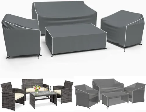 Vista 10 de Gasadar Funda Impermeable para Muebles de Exterior, Fundas de Juego de Muebles de Patio para Sofá Biplaza, Silla y Mesa de Centro, 600D Resistente