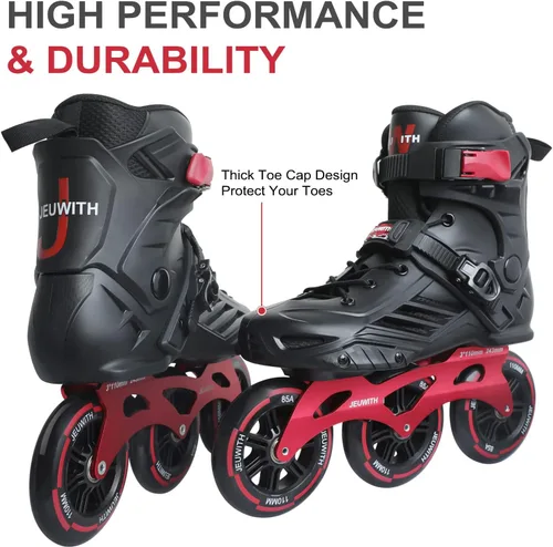 Vista 5 de Patines en línea, patines de 3 ruedas para hombres y mujeres, patines de carreras de velocidad en línea de alto rendimiento para adultos y unisex