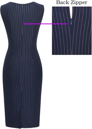 Vista 4 de VFSHOW Elegante vestido ajustado con cuello en V y cremallera frontal para mujer, ajustado, para trabajo, negocios, oficina, vestido tipo tubo