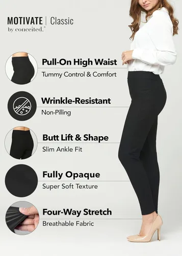 Vista 2 de Pantalones elásticos ponte para mujer de alta calidad, leggings elegantes con levantamiento de glúteos, Madison