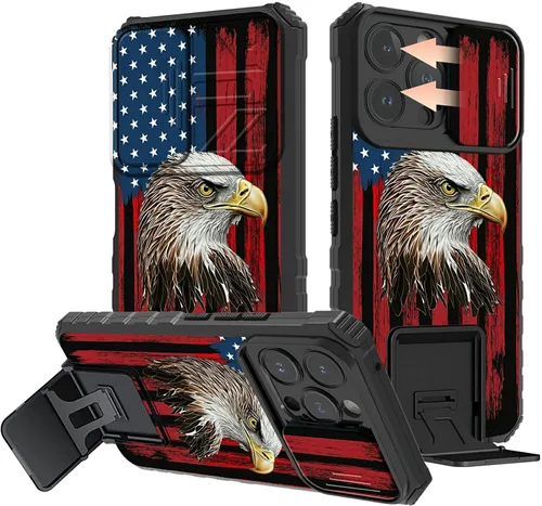 Vista 12 de Rossy Funda para iPhone 14 2022, para iPhone 14 con funda deslizante para cámara deslizante, soporte integrado, doble capa híbrida, a prueba de 1-37