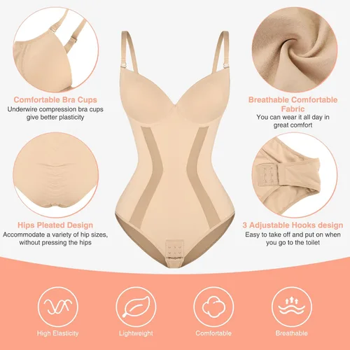 Vista 4 de FeelinGirl Body moldeador de tanga para mujer, control de abdomen, moldeador de cuerpo, fajas colombianas, corsé de entrenamiento de cintura