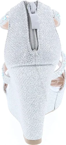 Vista 4 de Bella Marie Santo - Sandalias de cuña para mujer con diamantes de imitación de 4.25 pulgadas, Champán