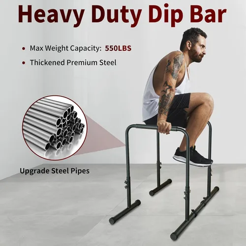 Vista 5 de Power Tower Dip Station Pull Up Bar Stand, Altura ajustable Equipo de entrenamiento de fitness multifunción resistente
