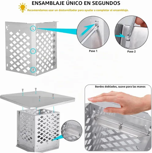 Vista 5 de Tapa de chimenea, cubierta de chimenea de 13" x 13", método de instalación inferior ajustable para adaptarse a las dimensiones exteriores