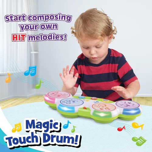 Vista 7 de HAP-P-KID Magic Touch - Tambor de música para niños pequeños, juguete de Bongos con sensor táctil infantil, instrumento musical para bebé