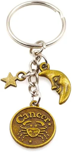 Vista 10 de It's All About...You! Bronze Zodiac Sign Moon & Star Keychain Horoscope Constellations Astrological 12 Signs