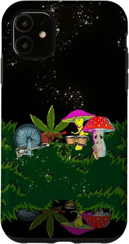 Vista 8 de Jamming Mushrooms Weed - Carcasa para iPhone 17, diseño psicodélico de cannabis 420