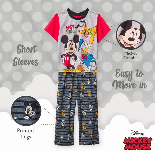 Vista 4 de Disney Boys Mickey Mouse 2-Piece Loose-Fit Pajamas Set