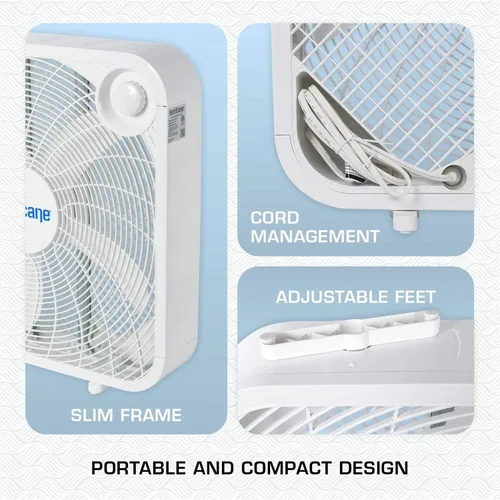 Vista 6 de Ventilador de pie clásico Hurricane con 3 velocidades silenciosas, negro, 20" - Unidad de enfriamiento de aire eléctrico portátil con cable