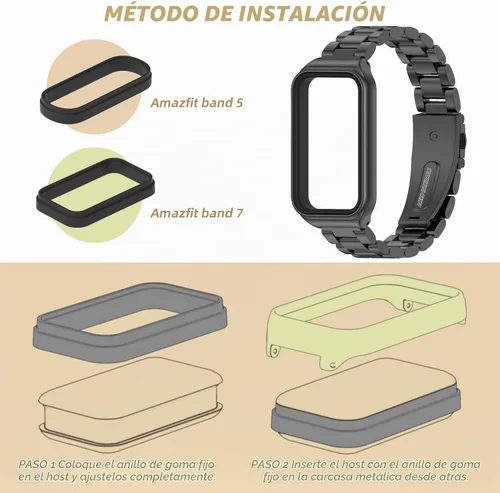 Vista 7 de Correa de repuesto de metal para Amazfit Band 7, compatible con Amazfit 7 Fitness Tracker