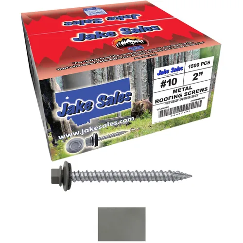 Vista 240 de Tornillos para techos de metal gris ABC 10 x 1 - Cabezal hexagonal - Arandela EPDM - Arandela de arranque automático/roscado - 1 bolsa - 250