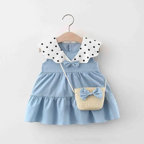 Vista 2 de Eoailr Vestido de niña de flores, 1-5 años para niñas pequeñas, vestido de verano de princesa de fresa de dibujos animados