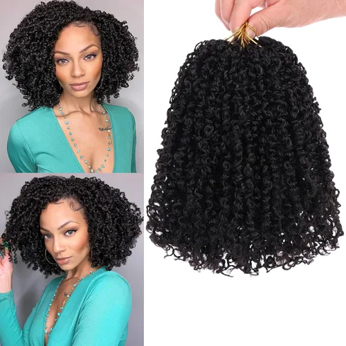 Vista 38 de COOKOO 6 pulgadas 8 paquetes Cabello de Ganchillo Pre-enrollado Yanky Twist para Mujeres Negro Natural Mini Passion Twists Pre-retorcido Cabello