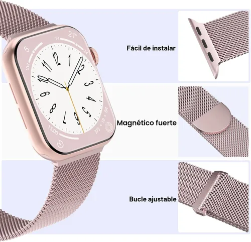 Vista 3 de Paquete de 3 correas de malla metálica compatibles con Apple Watch de 1.496 in 1.575 in 1.614 in 1.654 in 1.732 in 1.772 in 1.811 in 1.929 in