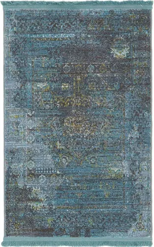 Vista 6 de Unique Loom Baracoa Collection - Alfombra Castro (2 pies 2 pulgadas x 3 pies, turquesa/marfil)