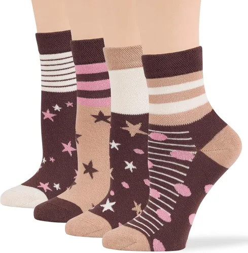 Vista 9 de 7BIGSTARS KINGDOM Women's Cotton Quarter Non-Binding Diabetic Fashion Socks-L-M-4 Pack-Multicolor