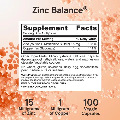 Vista 6 de Balance de zinc Jarrow Formulas, refuerza el sistema inmunológico y proporciona protección antioxidante, 100 cápsulas