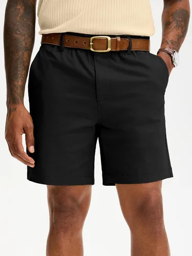 Vista 4 de Comdecevis Pantalones cortos casuales de algodón de ajuste clásico para hombre de 7 pulgadas, pantalones cortos chinos con cintura elástica