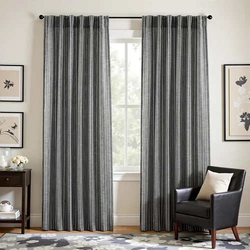 Vista 27 de DriftAway Cortinas de lino 100% opacas a rayas, de doble capa, 96 pulgadas de largo, para sala de estar, dormitorio, hilo teñido, con aislamiento