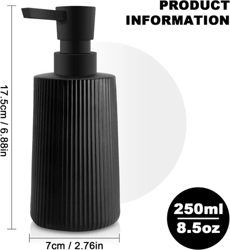 Vista 2 de Dispensador de Jabón de Vidrio para Baño, Dispensador de Jabón de 250ml/8.5oz para Cocina con Bomba, Dispensador de Jabón de Mano Estilo Rayas