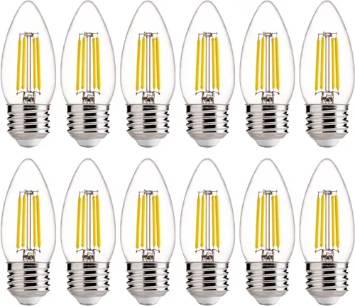 Vista 19 de FLSNT Bombillas LED de Araña Equivalentes a 40W, Bombillas LED Ámbar Regulables B11 E26 Base de Candelabro, 2200K Blanco Cálido, 330LM, Paquete de 6
