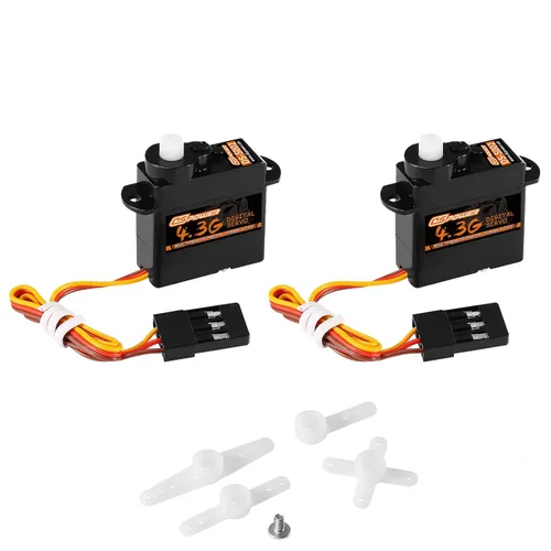 Vista 8 de 2 mini servos 4.3G, servomotor micro digital a control remoto, engranaje de metal, servos de dirección sin núcleo para helicóptero de ala fija