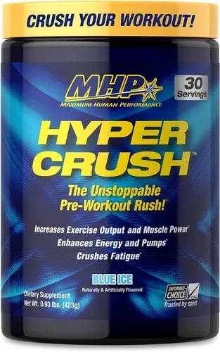 Vista 4 de MHP Hyper Crush - Polvo de preentrenamiento, creatina, energía, hielo azul, 30 serv