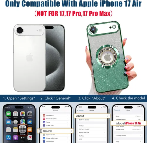 Vista 327 de Misscase Funda magnética con purpurina para iPhone 11 compatible con MagSafe, protección completa, delgada, a prueba de golpes, antiarañazos