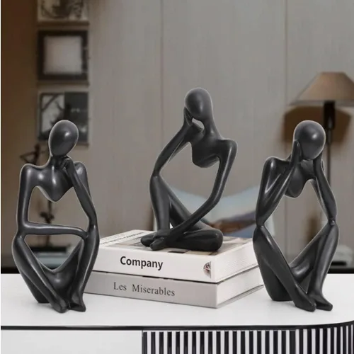 Vista 5 de Asng Estatua de escultura abstracta estilo pensador de resina, figuras coleccionables, decoración de escritorio para oficina en casa