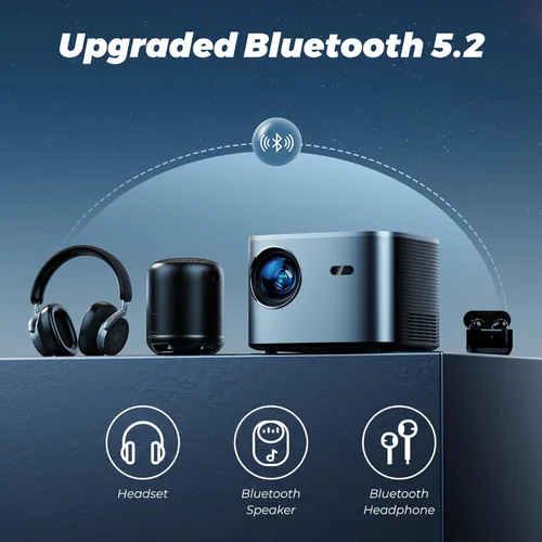 Vista 5 de [Auto Focus/Keystone] Proyector Groview 4K con WiFi y Bluetooth, Proyector de Películas de 1000 ANSI para Uso en Exteriores, Proyector con Zoom