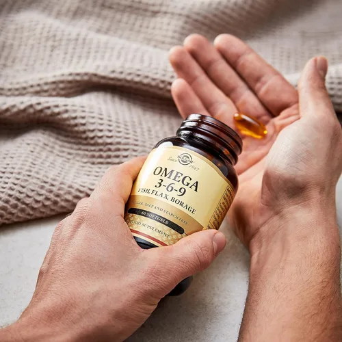 Vista 5 de Solgar 1300 mg Omega 3-6-9 - 60 cápsulas blandas - Apoyo para la salud del corazón, las articulaciones y la piel - Sin OMG, sin gluten - 20 porciones