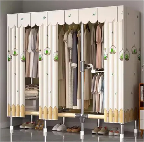 Vista 22 de Armarios grandes Armario grande de metal de acero Perchero de ropa Armario con riel de ropa Armarios para dormitorio de tela gruesa Armario portátil