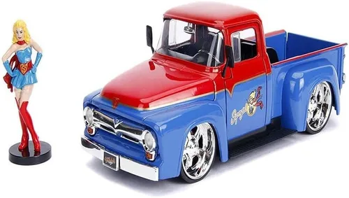 Vista 9 de Jada DC Comics Bombshells Batichica y coche fundido a presión Chevy Corvette 1957, vehículo a escala 1:24 y figura de colección de 2.75 pulgadas