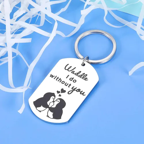Vista 7 de Divertidos regalos de pingüino, llavero de San Valentín para mujeres, hombres, novio, novia, regalo para marido, esposa, cumpleaños, boda