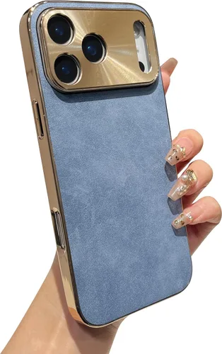 Vista 7 de Caseative Funda para iPhone 18 Pro Max, color negro Galjanoplastia Protección de lente de cámara Soft Touch Suede Leather