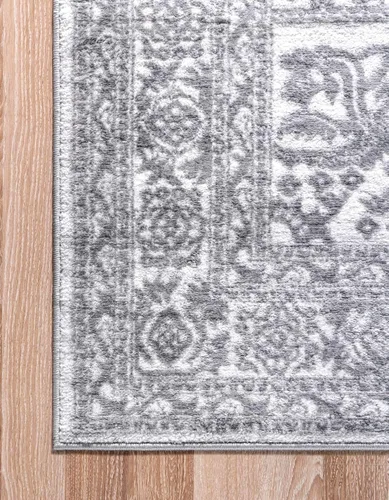 Vista 9 de Unique Loom Boston Collection - Alfombra de área con medallón (2 x 8 pies, color blanco y gris)