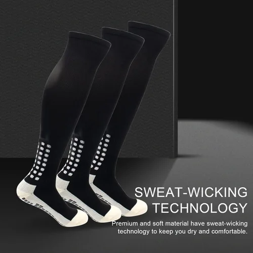 Vista 2 de Calcetines de fútbol para hombre antideslizantes para la rodilla antideslizantes para fútbol baloncesto deportes agarre 3 pares
