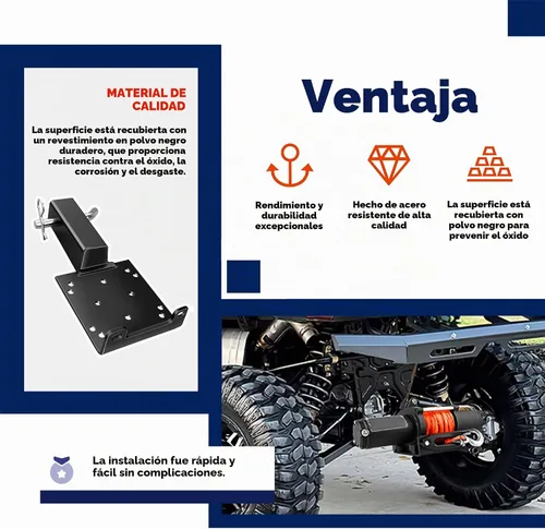 Vista 7 de Placa de montaje universal para cabrestante de remolque con receptor de 2 pulgadas, soporte de cabrestante placa de montaje para ATV, UTV