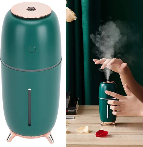Vista 4 de Humidificador pequeño, mini humidificador portátil con luz nocturna, humidificador de escritorio personal USB, pequeño humidificador de niebla fría