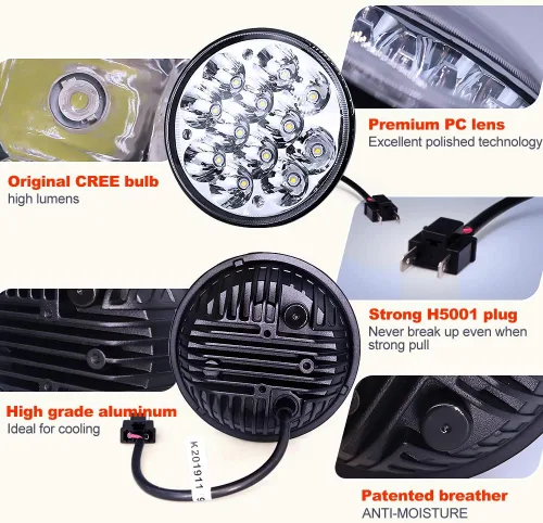 Vista 3 de Ourbest H5001 - Luces LED Par46 para foco, 5.75 pulgadas, 5-3/4 pulgadas, luz redonda para camión, todoterreno, lámpara de trabajo LED, haz sellado