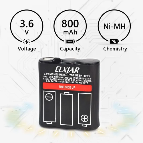 Vista 4 de Paquete de 2 baterías Ni-MH de 3.6 V 800 mAh de repuesto para Motorola PMNN4477AR T200 T400 T500 T800 T600 T62 T82 T92 T260 T265 T801 T460 T465 T480