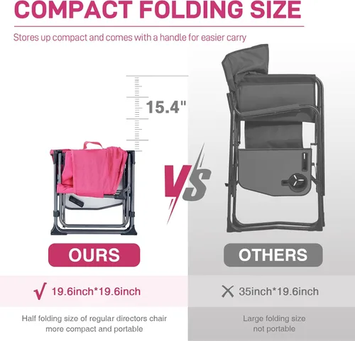 Vista 5 de EVER ADVANCED Silla de Directores de Camping con Mesa Lateral, Plegable Portátil con Tamaño Compacto, Diseño Transpirable y de Secado Rápido Silla