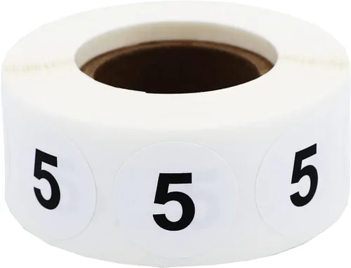 Vista 37 de Pegatinas blancas con número 0 de puntos circulares negros, 3/4 pulgadas redondas, 500 etiquetas en un rollo
