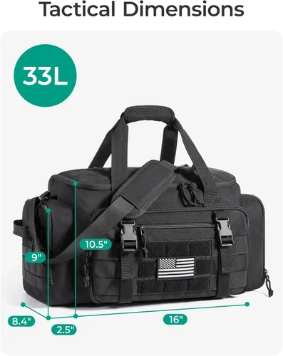 Vista 2 de BAGSMART Bolsa táctica de gimnasio para hombres, bolsa de lona de 22 litros para viajes con compartimento para zapatos, mochila táctica 4 en 1