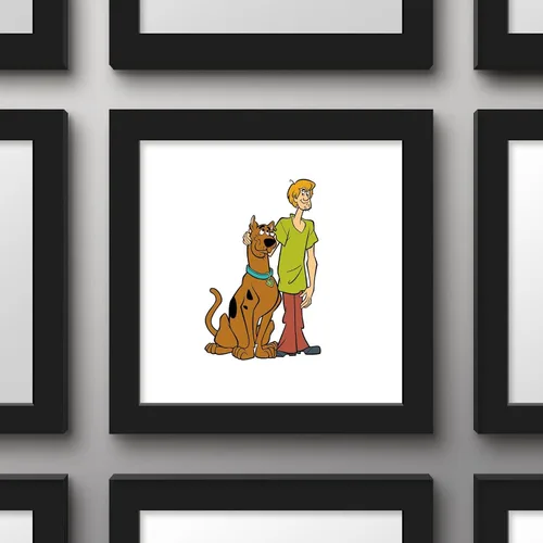 Vista 2 de Gallery Pops Scooby-Doo - Arte de pared de Scooby and Shaggy Character Pose - Versión enmarcada en negro, 12 x 12 pulgadas Versión con marco negro